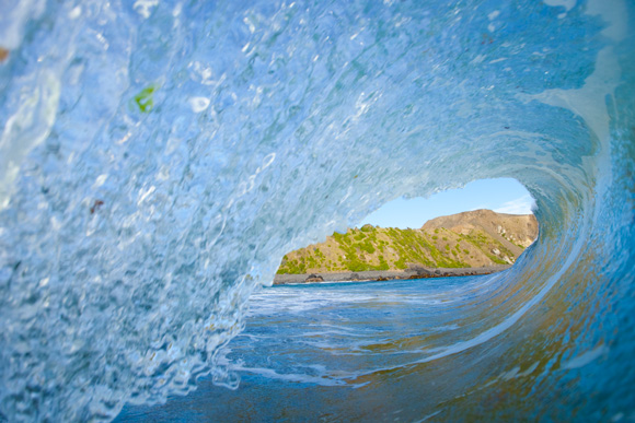 Inside a barelling wave at Blackhead Beach