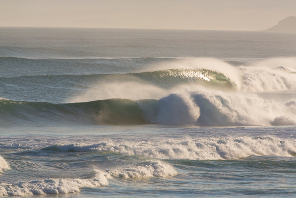 A set of waves breaks into St Kilda Beach