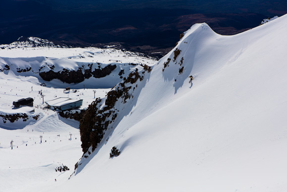 Glenn dropping into a line above Whakapapa