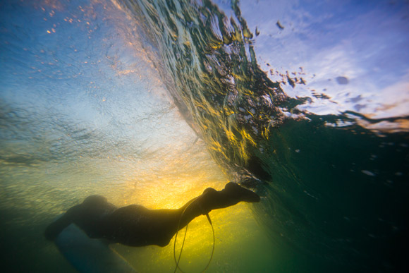 Duckdive at dusk