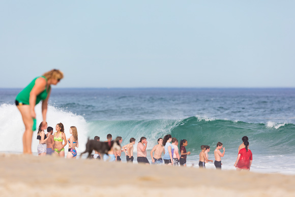 Crowds on the end section