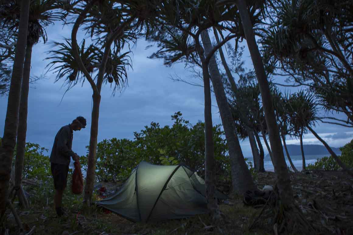 Campsite as a storm blows in