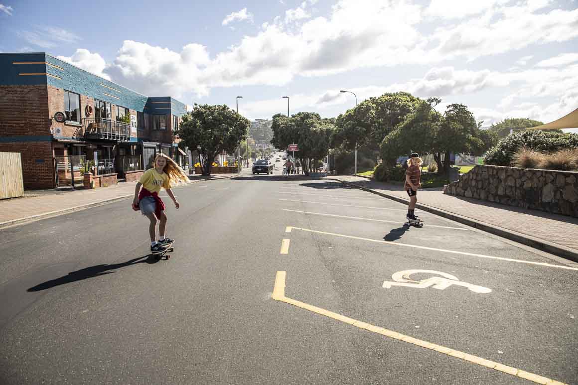 Kids loving the empty streets