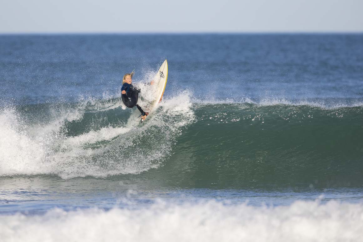 The grom, Keo, giving it a nudge
