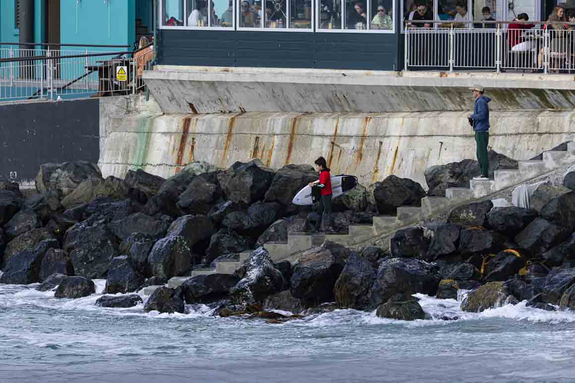 Kalani Summerton first surfer to test the steps