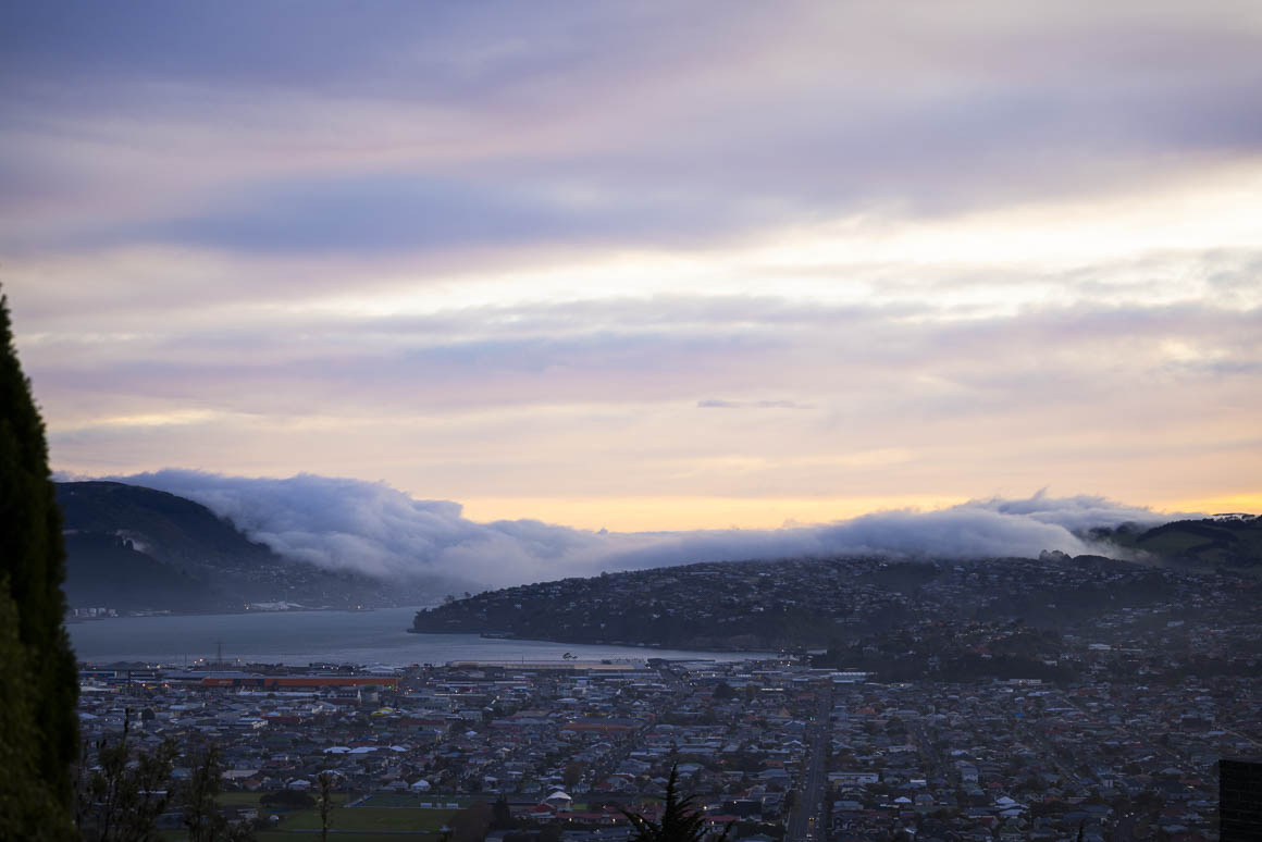 Fog rolling up the harbour