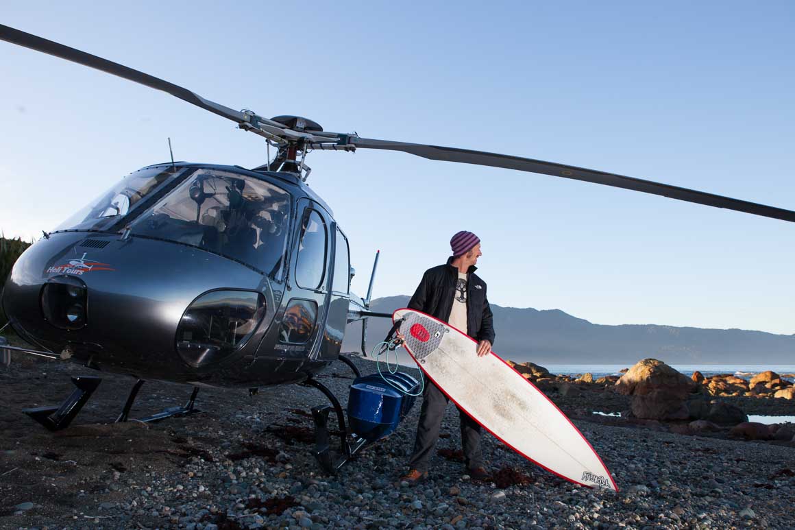 We even took a helicopter to surf Fiordland